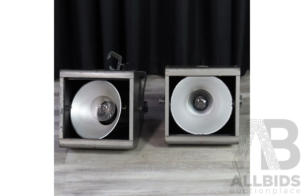 Pair of Vintage Metal Cased Theatre Light Housing