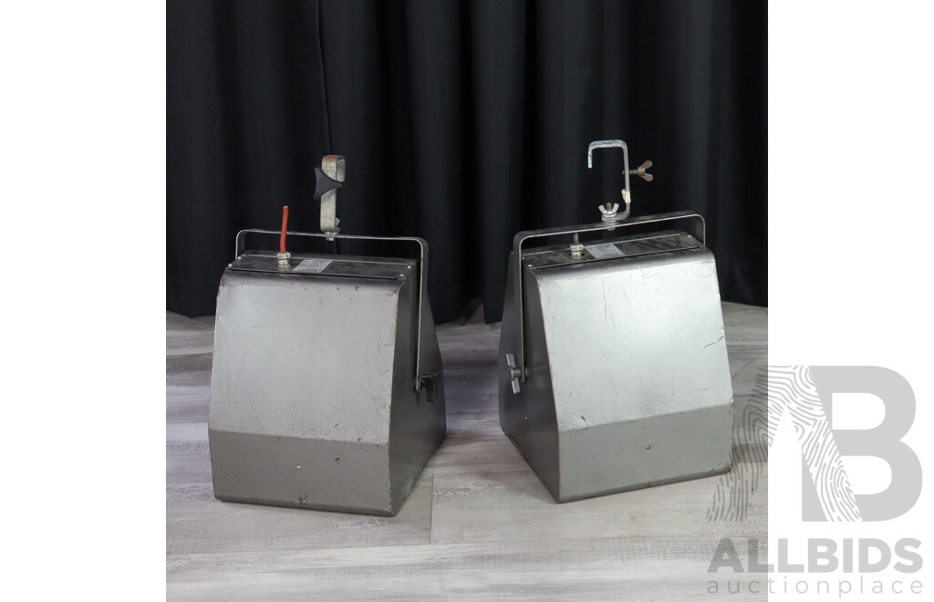 Pair of Vintage Metal Cased Theatre Light Housing