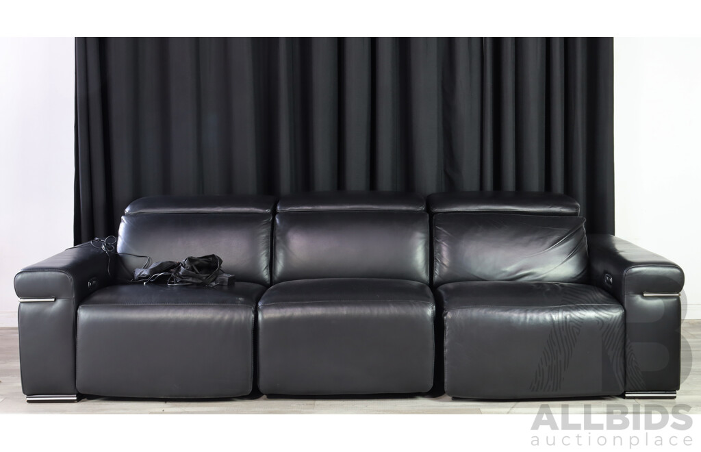 Linea Domo Leather Three Seater Sectional Electrical Reclining Lounge