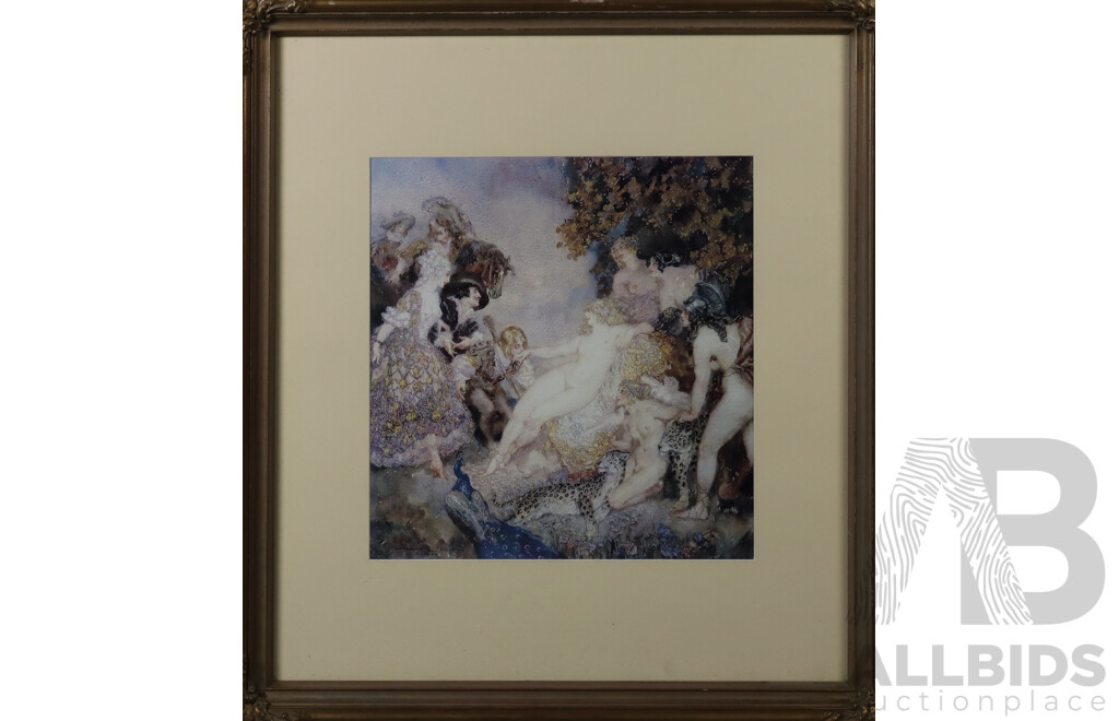 Norman Lindsay, (Early 20th/Mid Century, Australian, 1879-1969), Court of Venus, Reproduction Print of the Original Watercolour, 82 x 74 cm (frame)