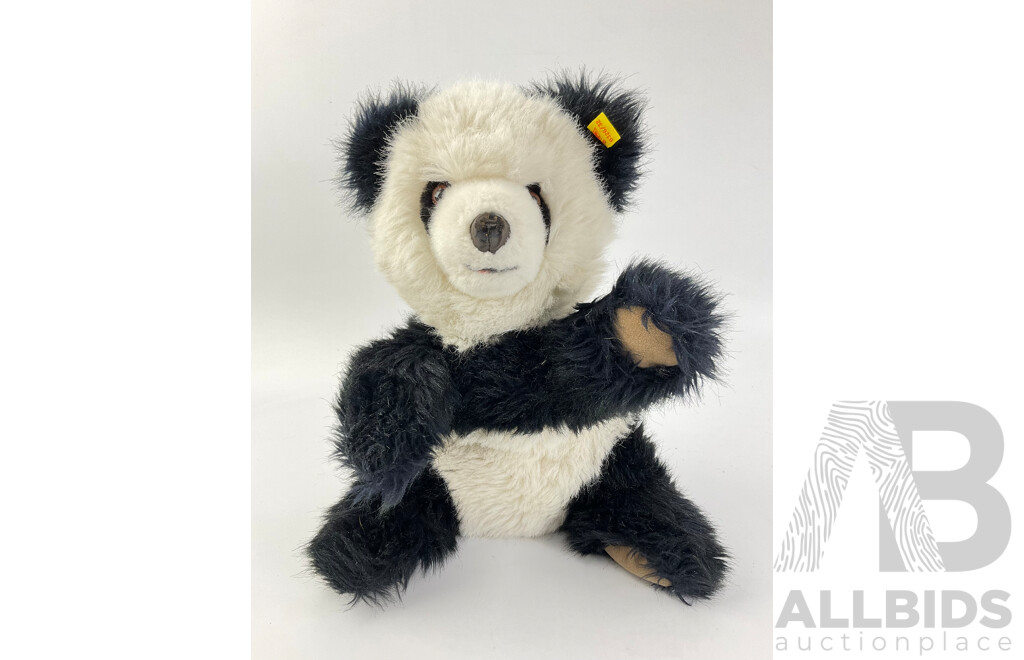 Vintage Steiff Toy Plush Panda, Made in West Germany