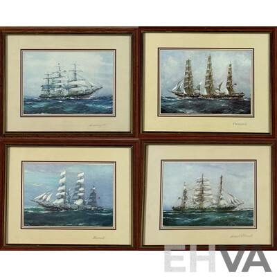 Collection of Four Ships -Waimate, Invercargill, Samuel Plimsoll and Cromdale, Reproduction Colour Prints of Originals, Framed, All Ships Titled in Pencil Lower Right, 23 x 28 cm (frames) (4)