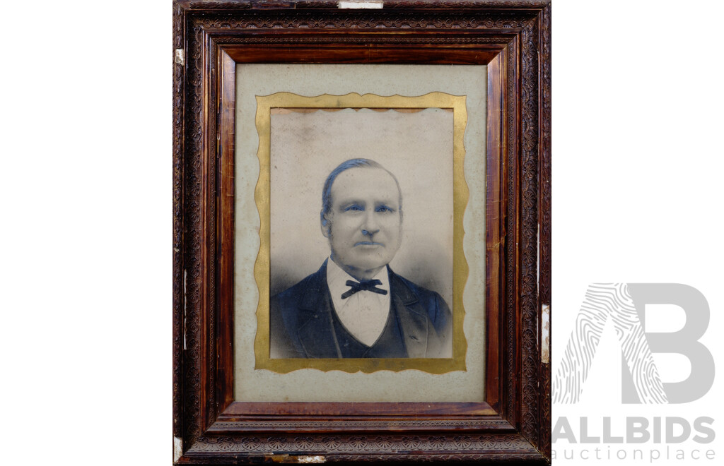 Artist Unknown, Antique Portrait of a Very Regal Gentleman, Photo-like Sketch in Embellished Charcoal on Card, 68 x 55 cm (frame)