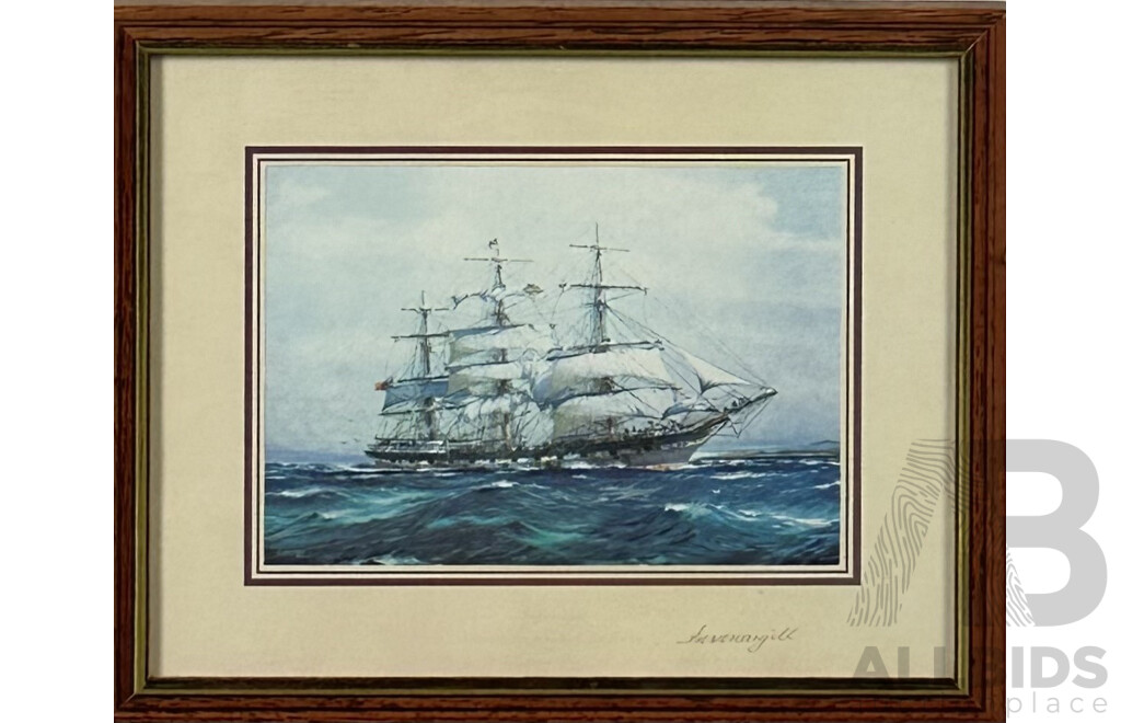 Collection of Four Ships -Waimate, Invercargill, Samuel Plimsoll and Cromdale, Reproduction Colour Prints of Originals, Framed, All Ships Titled in Pencil Lower Right, 23 x 28 cm (frames) (4)