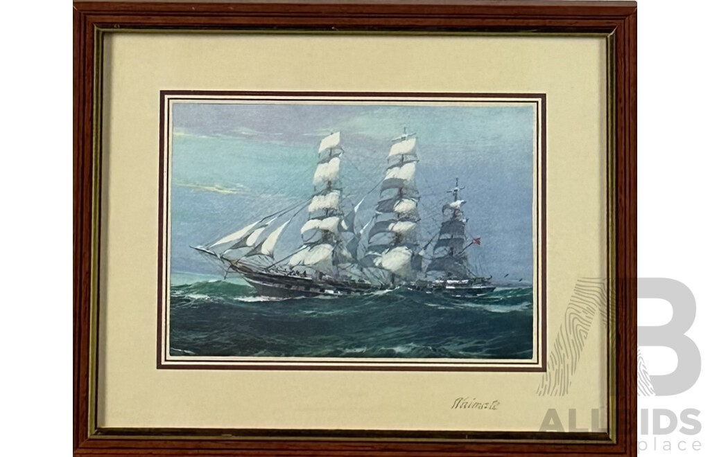 Collection of Four Ships -Waimate, Invercargill, Samuel Plimsoll and Cromdale, Reproduction Colour Prints of Originals, Framed, All Ships Titled in Pencil Lower Right, 23 x 28 cm (frames) (4)