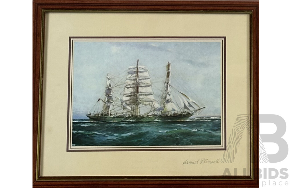 Collection of Four Ships -Waimate, Invercargill, Samuel Plimsoll and Cromdale, Reproduction Colour Prints of Originals, Framed, All Ships Titled in Pencil Lower Right, 23 x 28 cm (frames) (4)