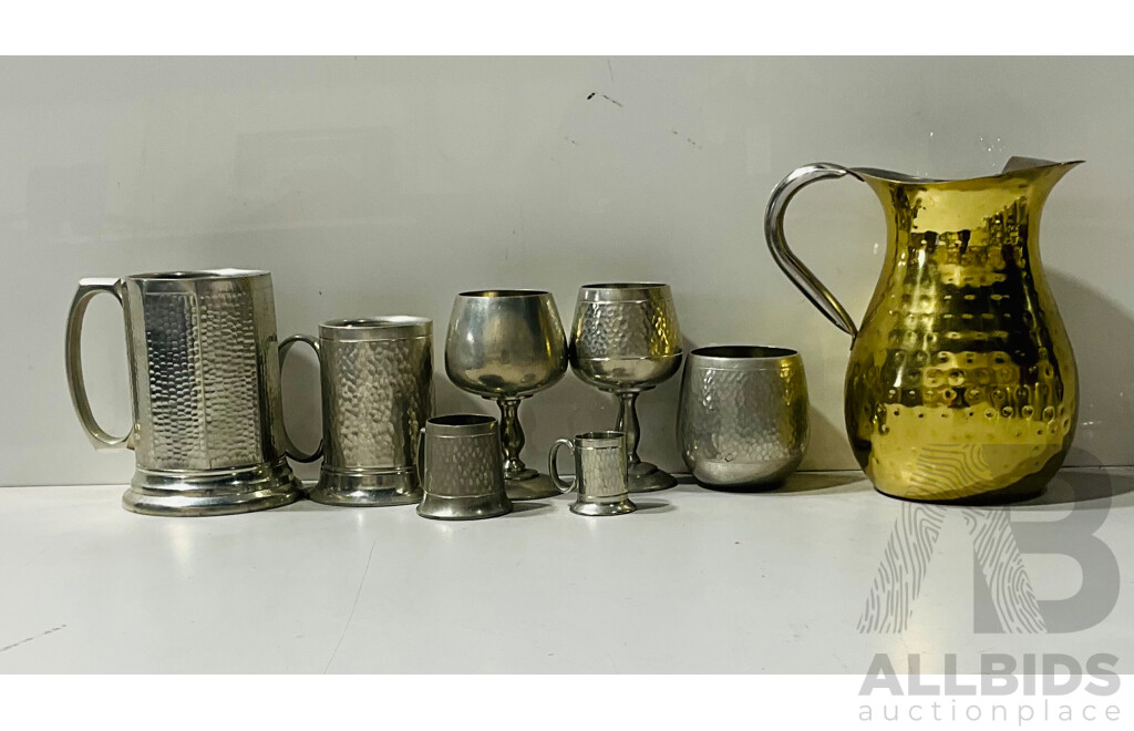 Large Collection of Vintage Hand-made Indonesian Pewter Goblets of Several Designs - Approx 43