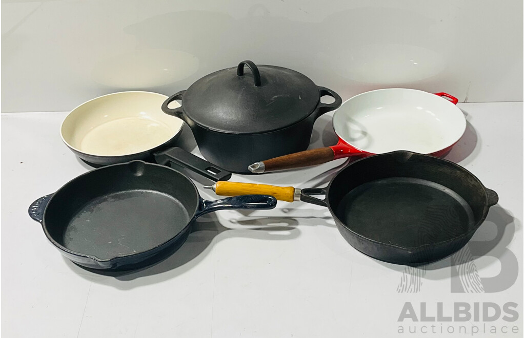 Collection of Cast-iron Cookware Including Crofton Frying Pan, Wkm Frypan and More