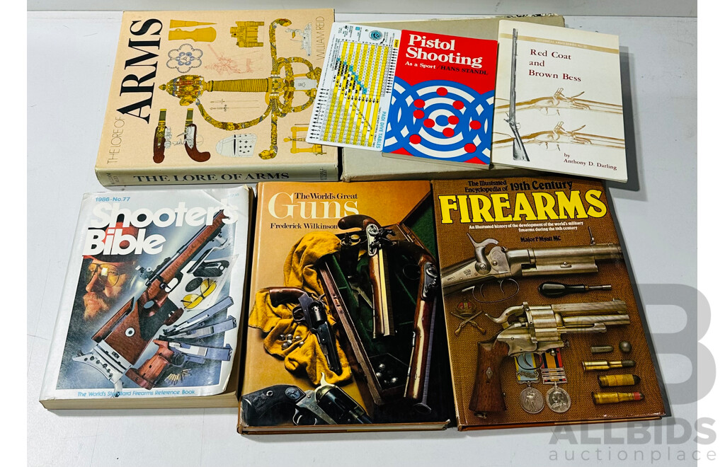 Collection Books Related to Shooting, Hunting, Arms