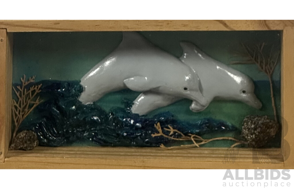 Varied Prisoners, Crime Through Time Centre (Cooma, NSW), Trio of Three Fun and Interesting Animal Dioramas - Koala, Kangaroo and Dolphins, Mixed Media, 21.5 X^ 11 cm (boxes) (3)