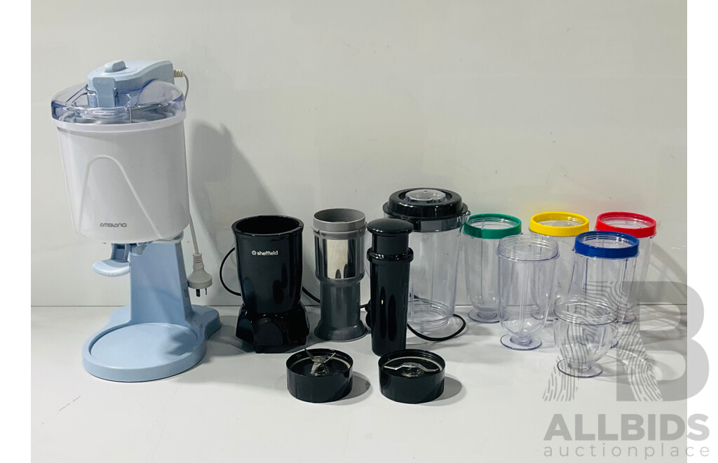 Ambiano Ice Cream Maker, Sheffield Rocket Blender and Good Collection of Accessories