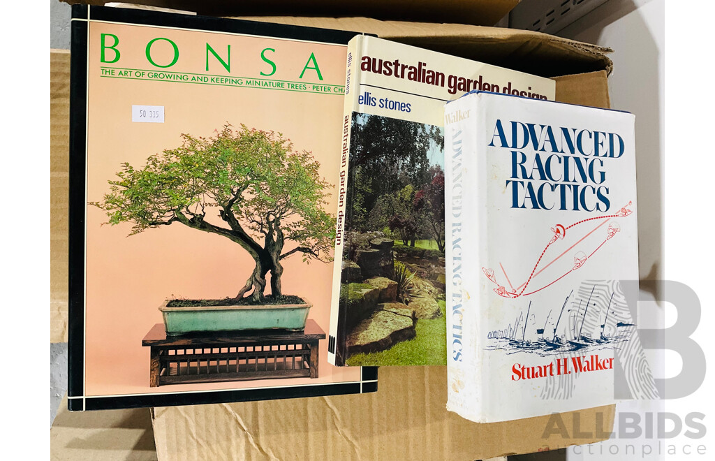 Collection of Vintage and Hardcover Books Relating to Gardening, Sailing and More Including Australian Garden Design and Bonsai Care