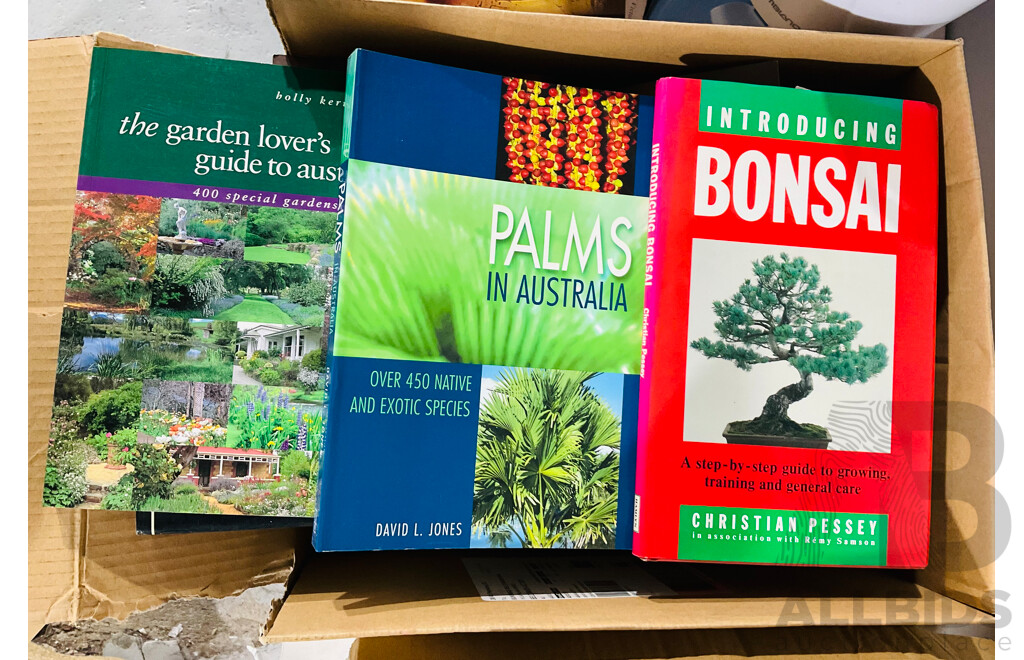 Collection of Vintage and Hardcover Books Relating to Gardening, Sailing and More Including Australian Garden Design and Bonsai Care