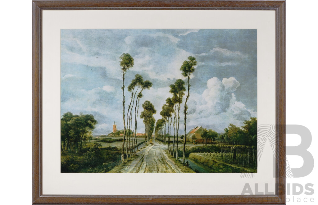 Meyndert (Meindert) Hobbema (Baroque/Dutch Golden Age, Dutch,1638-1709), the Avenue, Middelharnis, Wonderful Colour Print of Original Oil, 65 x 81 cm (frame)