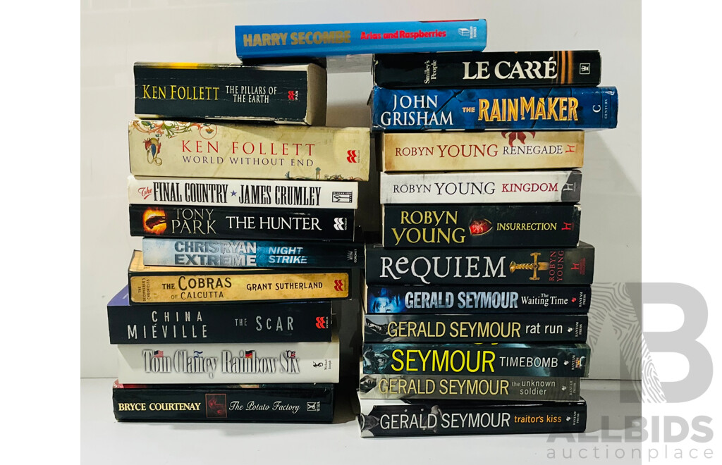 Collection of Hard and Softcover Books Including Historical Fiction, Military Drama and More, Including Tom Clancy, Le Carre, Ken Follett