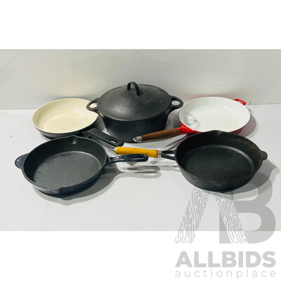 Collection of Cast-iron Cookware Including Crofton Frying Pan, Wkm Frypan and More