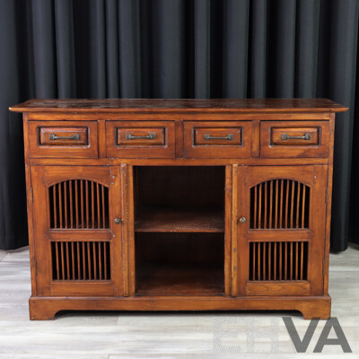 Indonesian Mahogany Open Face Sideboard