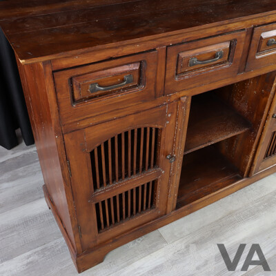 Indonesian Mahogany Open Face Sideboard