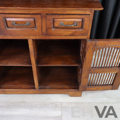Indonesian Mahogany Open Face Sideboard