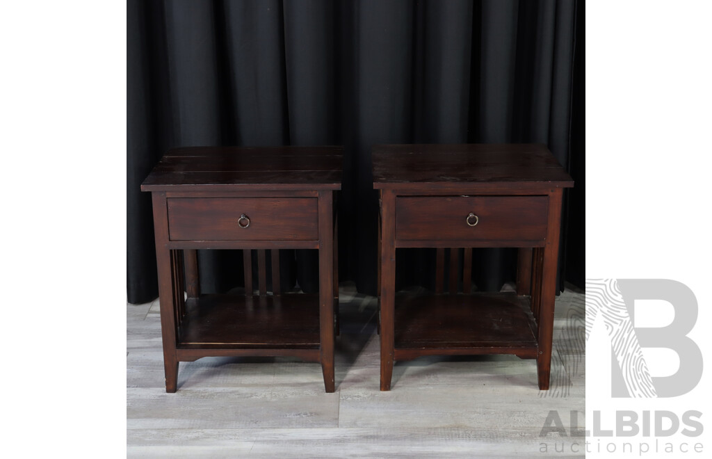 Pair of Indonesian Teak Single Drawer Bedsides