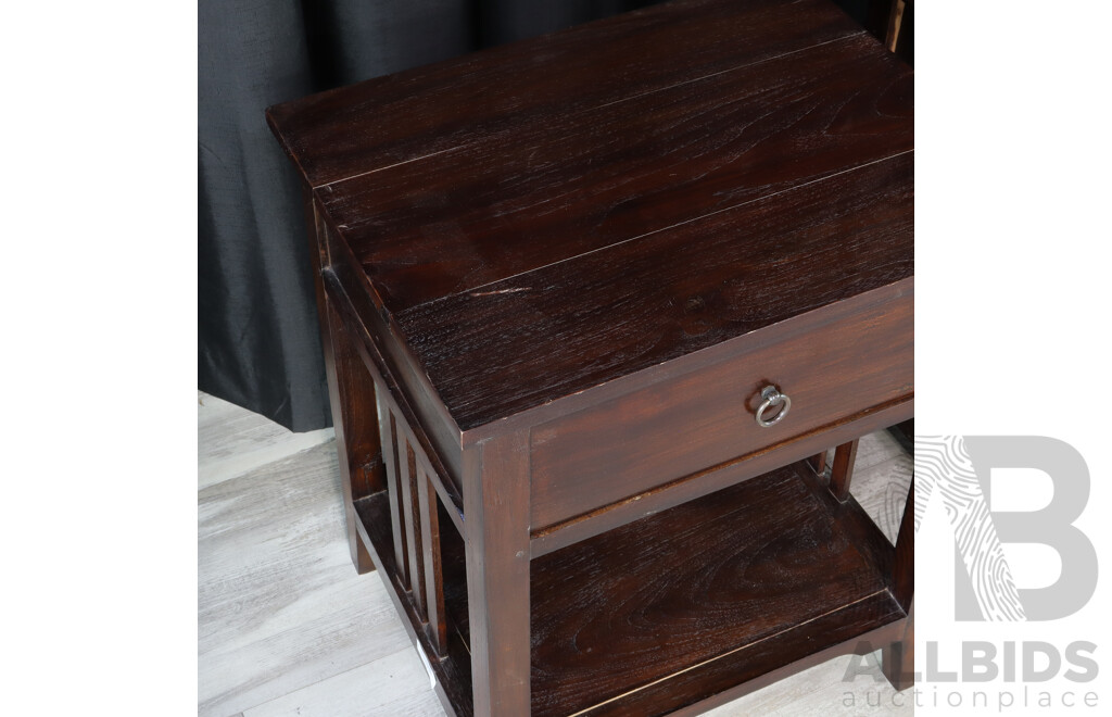 Pair of Indonesian Teak Single Drawer Bedsides