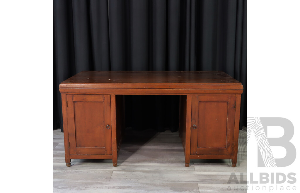 Pair of Indonesian Teak Twin Pedestal Desk