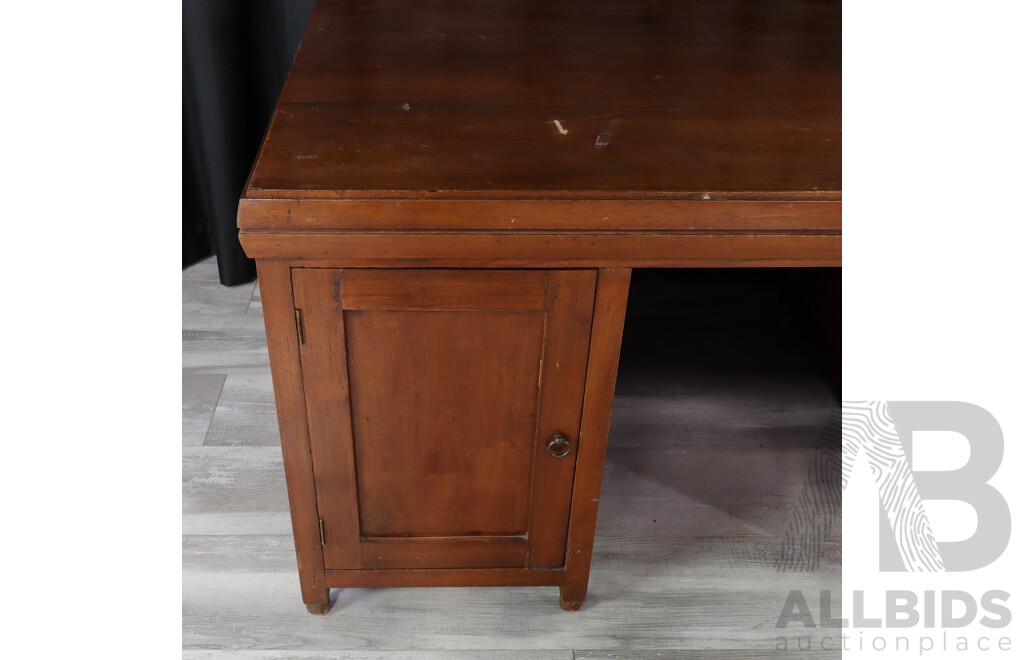 Pair of Indonesian Teak Twin Pedestal Desk