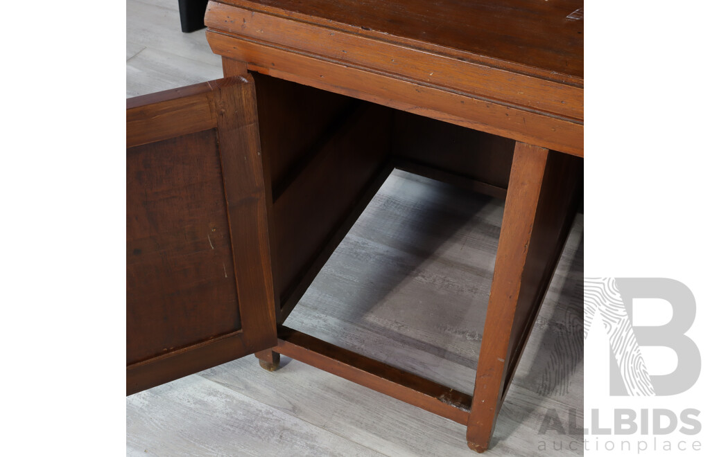 Pair of Indonesian Teak Twin Pedestal Desk