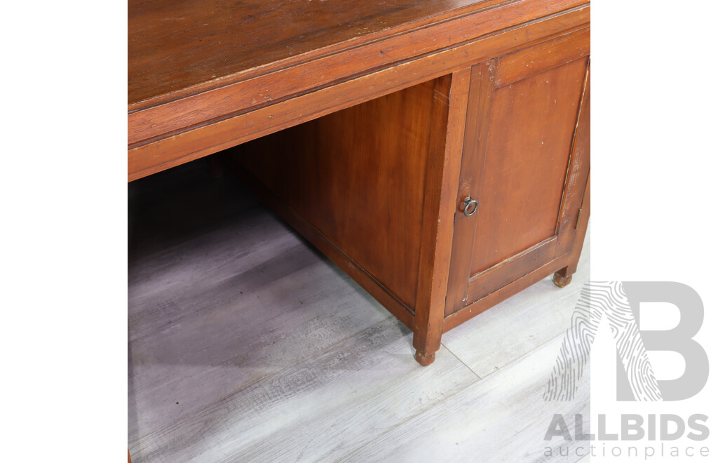 Pair of Indonesian Teak Twin Pedestal Desk