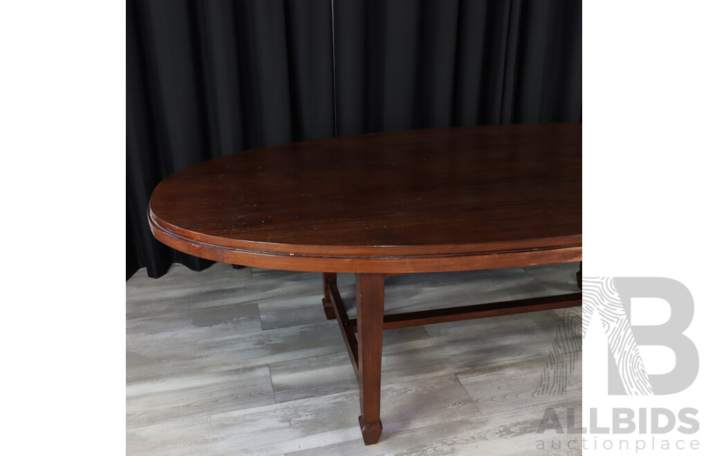 Indonesian Teak Oval Dining Table with Seven Chairs