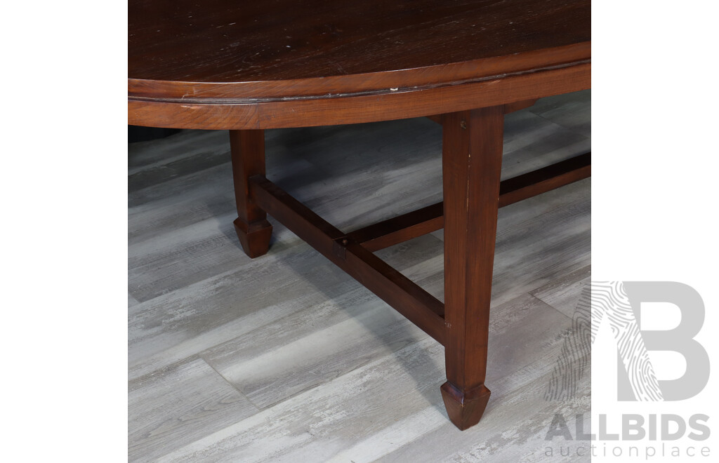 Indonesian Teak Oval Dining Table with Seven Chairs