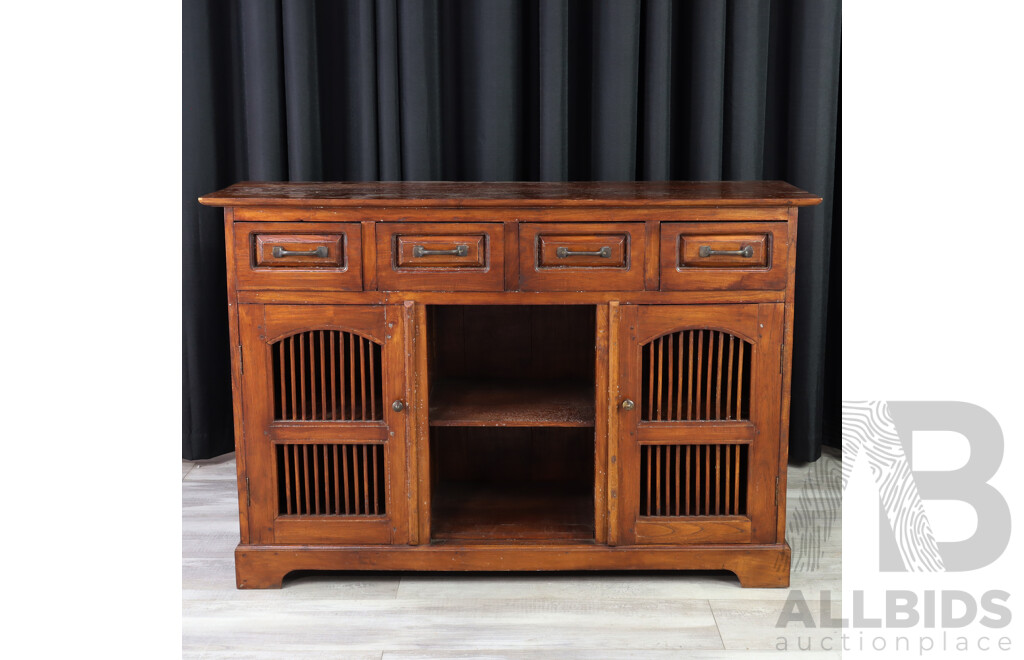 Indonesian Mahogany Open Face Sideboard