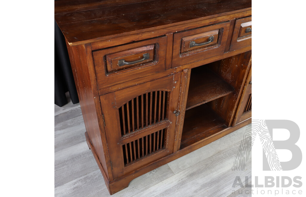 Indonesian Mahogany Open Face Sideboard