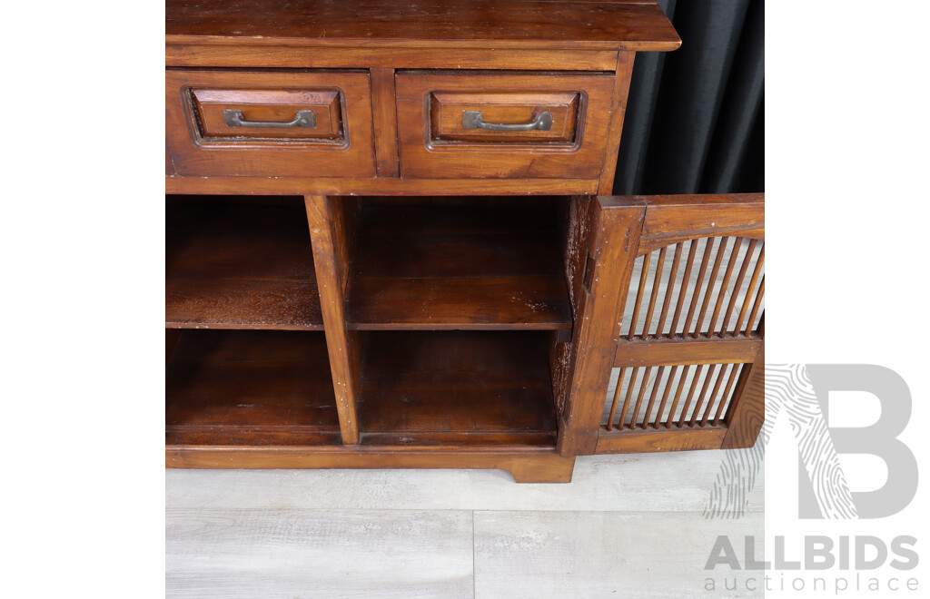 Indonesian Mahogany Open Face Sideboard