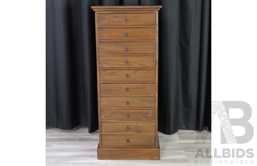 Indonesian Teak Ten Drawer Chest