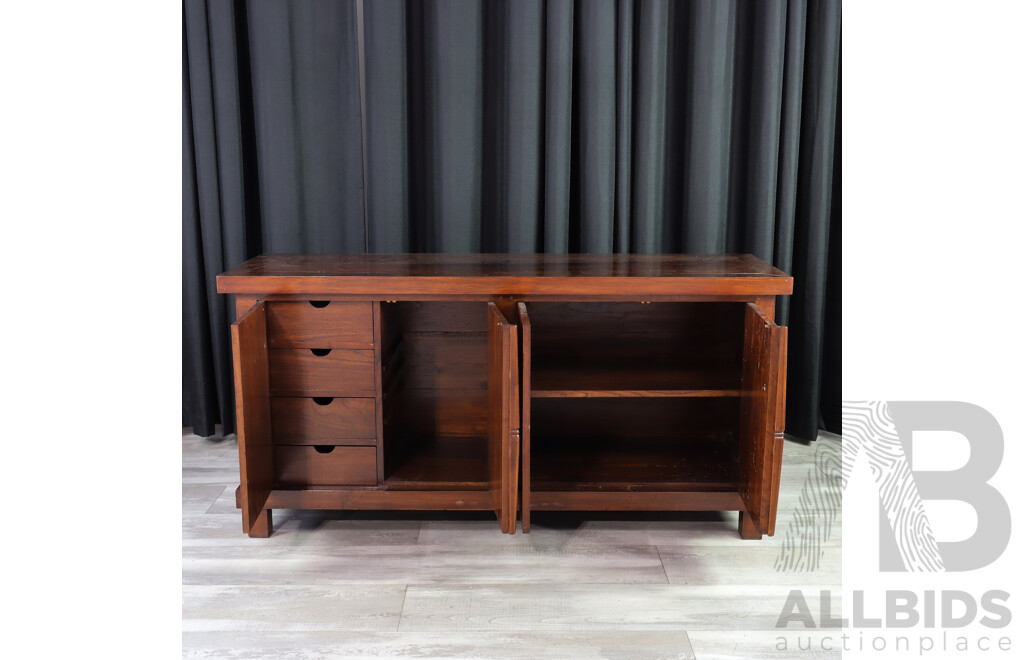 Indonesian Teak Four Door Sideboard