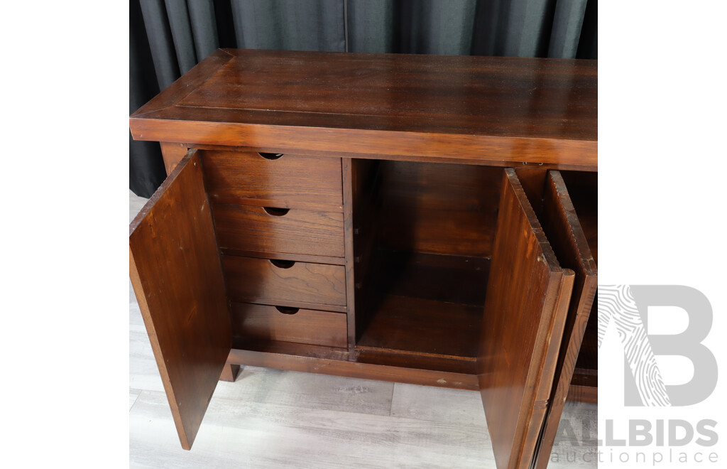 Indonesian Teak Four Door Sideboard