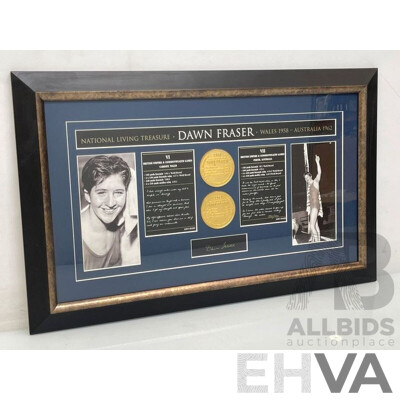 Dawn Fraser - Australian Living Treasure Signed and Framed heritage piece