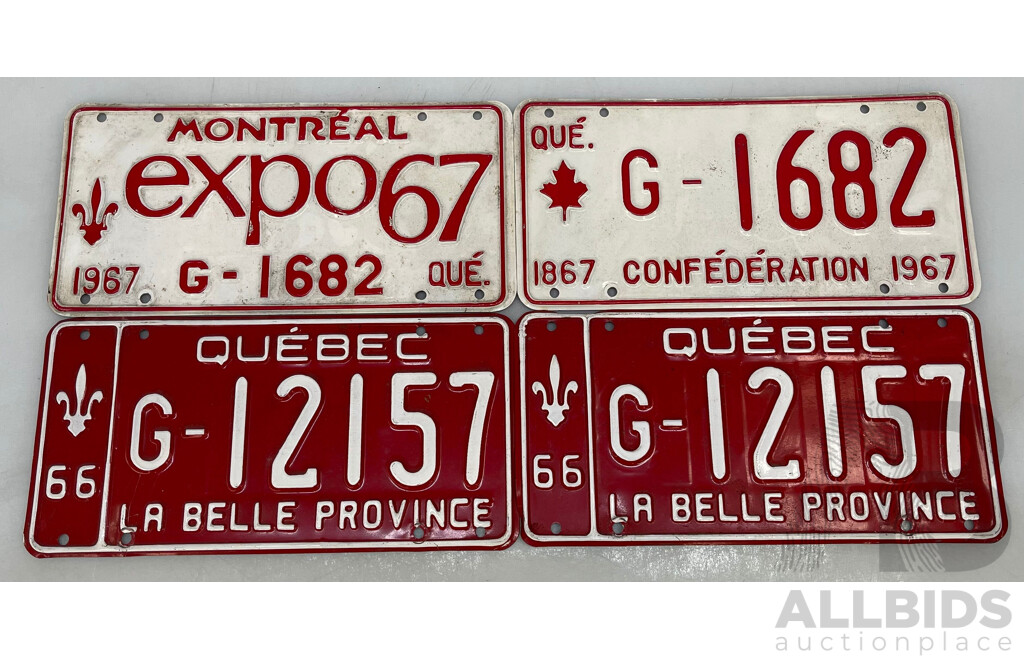 Canadian Number Plates - Lot of 4