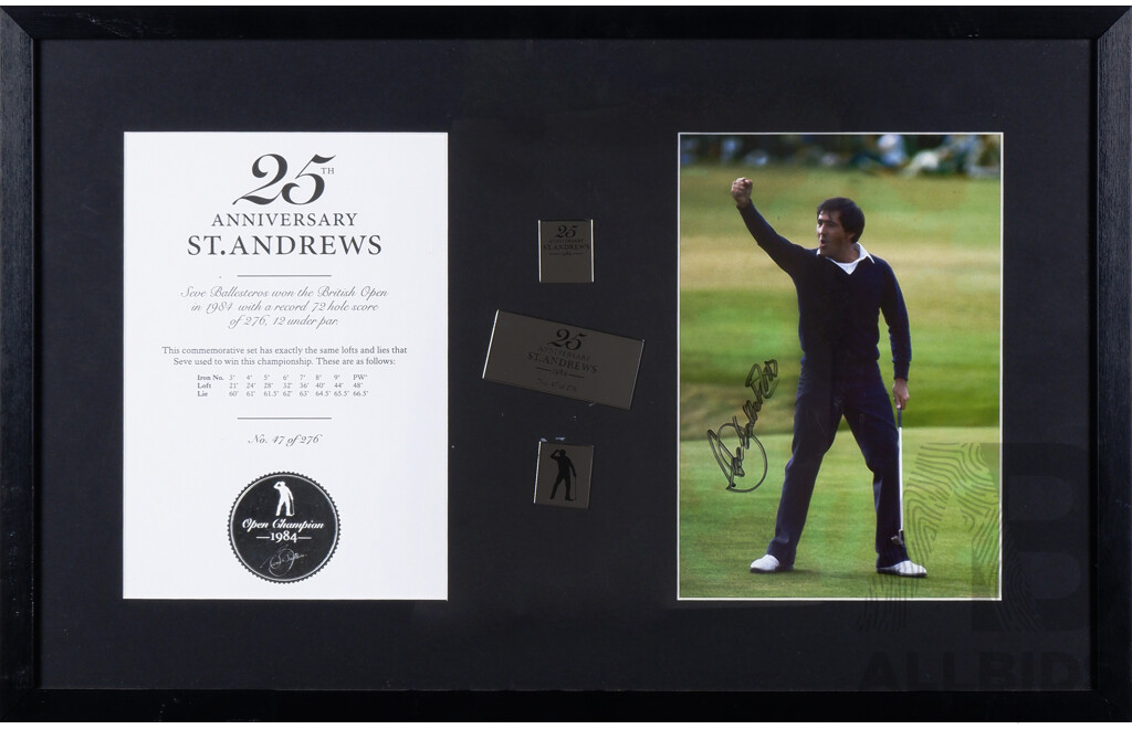 Framed and Signed Tribute to Seve Ballesteros' Record Breaking British Open Victory