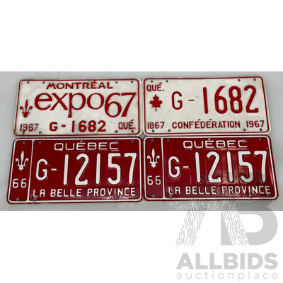 Canadian Number Plates - Lot of 4