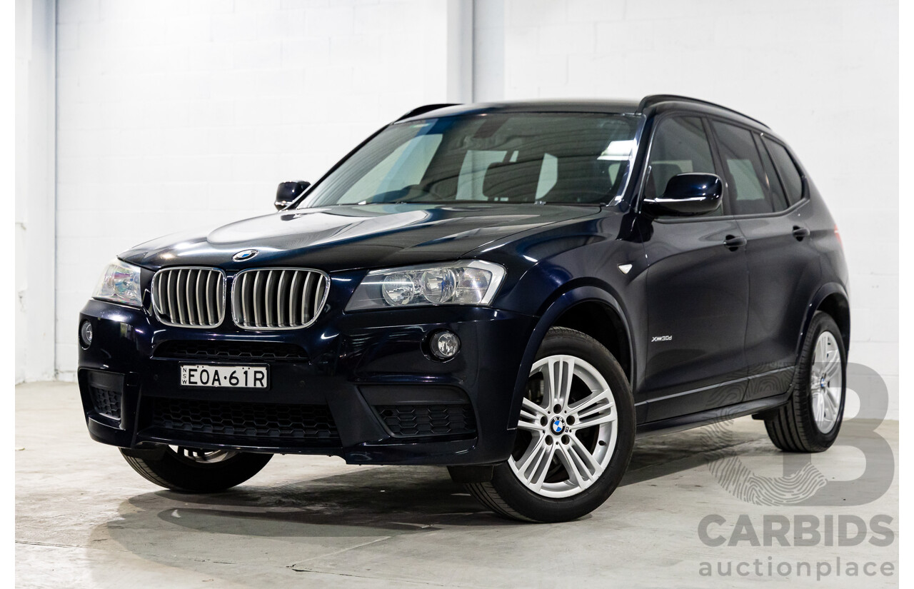 8/2012 BMW X3 Xdrive 30d MSport (AWD) F25 4d Wagon Carbon Black Metallic Turbo Diesel 3.0L