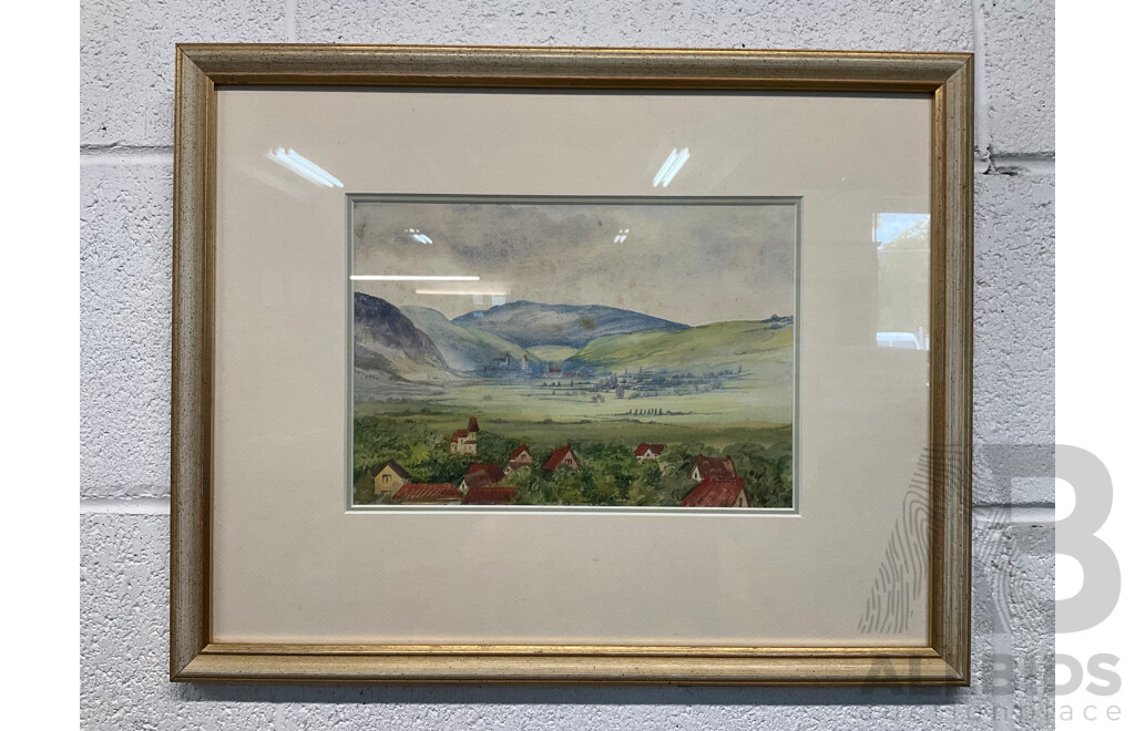 ARTIST UNKNOWN - Watercolor - Landscape -  35 X 34 Cm (frame)