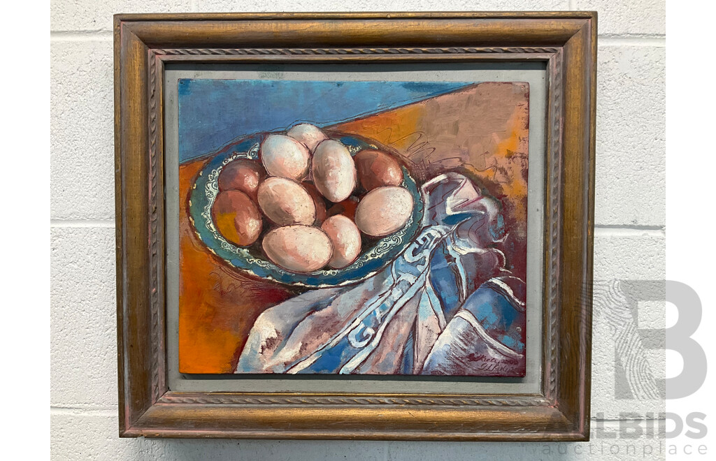 GEOFF KIELY - Fresh Eggs (2002), Oil on Board, 43 X 48 Cm (frame)