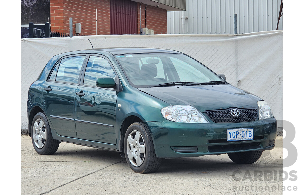 11/2003 Toyota Corolla Ascent SECA ZZE122R 5d Hatchback Green 1.8L