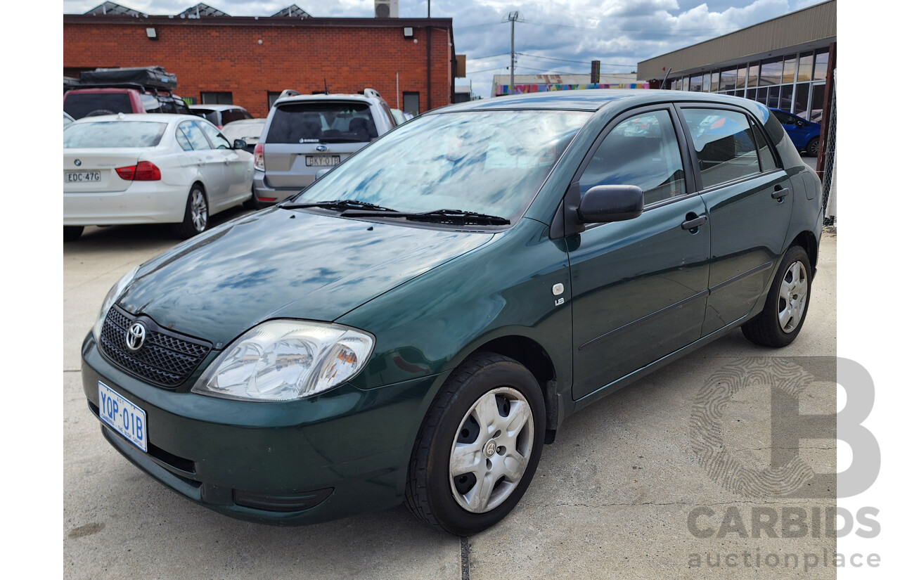 11/2003 Toyota Corolla Ascent SECA ZZE122R 5d Hatchback Green 1.8L