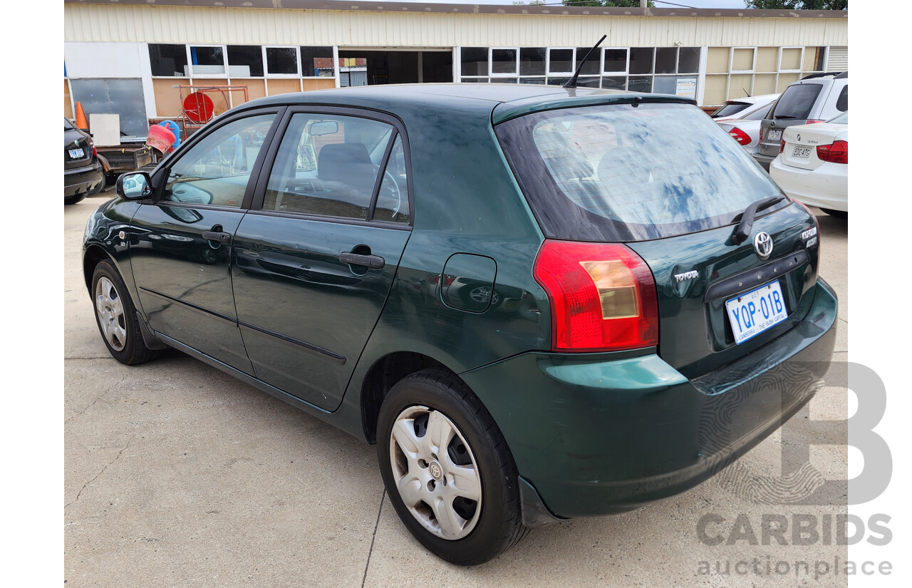 11/2003 Toyota Corolla Ascent SECA ZZE122R 5d Hatchback Green 1.8L