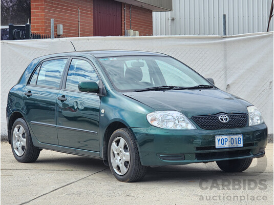 11/2003 Toyota Corolla Ascent SECA ZZE122R 5d Hatchback Green 1.8L