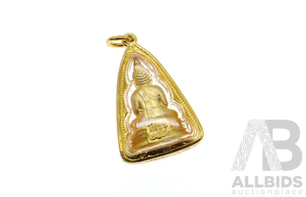 Gold Plated Buddha Pendant, 30mm Long in Original Presentation Case.