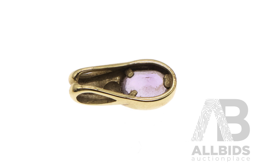 9ct Yellow Gold Slider Pendant with Oval Amethyst, 15mm, 1.31 Grams